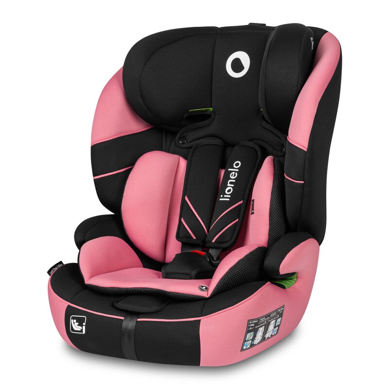 Scaun auto, Lionelo, Levi One i-Size, Universal, Instalare FWF, Cu tetiera reglabila in 10 pozitii, Cu spatar detasabil, 76-150 cm, Conform cu R129, Roz - gogobaby.ro