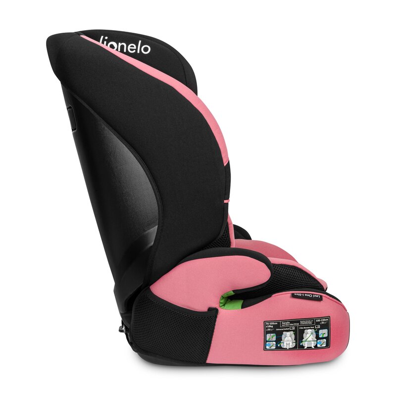 Scaun auto, Lionelo, Levi One i-Size, Universal, Instalare FWF, Cu tetiera reglabila in 10 pozitii, Cu spatar detasabil, 76-150 cm, Conform cu R129, Roz - gogobaby.ro