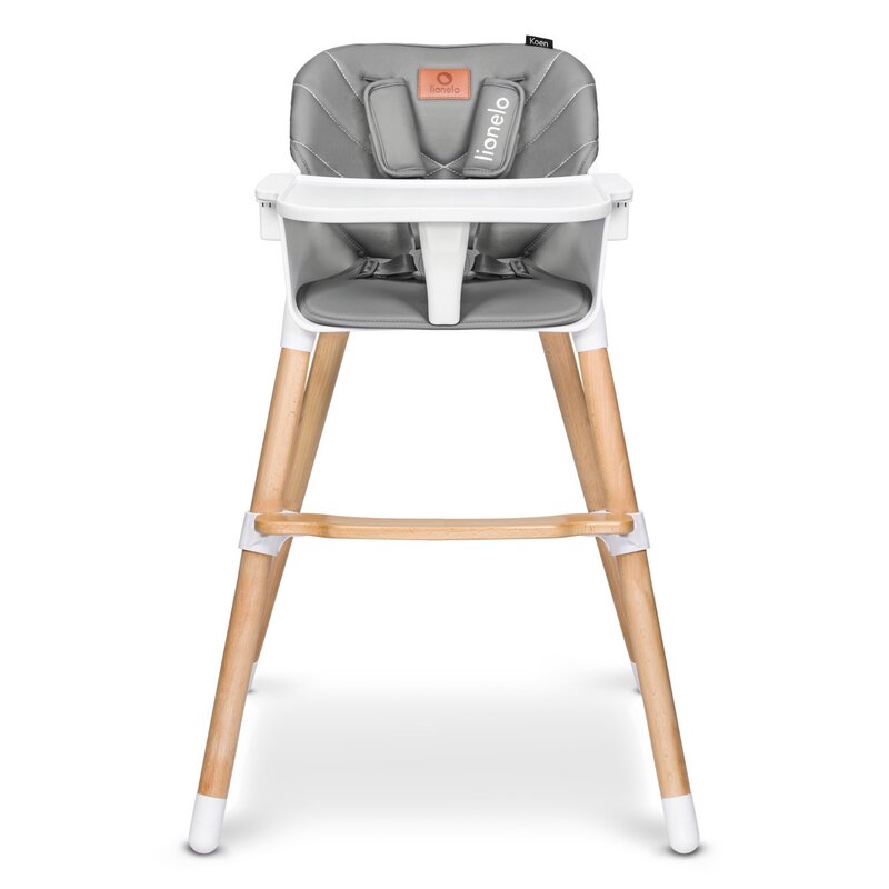 Scaun de masa, Lionelo, Koen, Din fag, 2 in 1, Transformabil, Sustine 30 kg, 6 luni+, Conform cu standardul european de securitate EN14988, Gri - gogobaby.ro