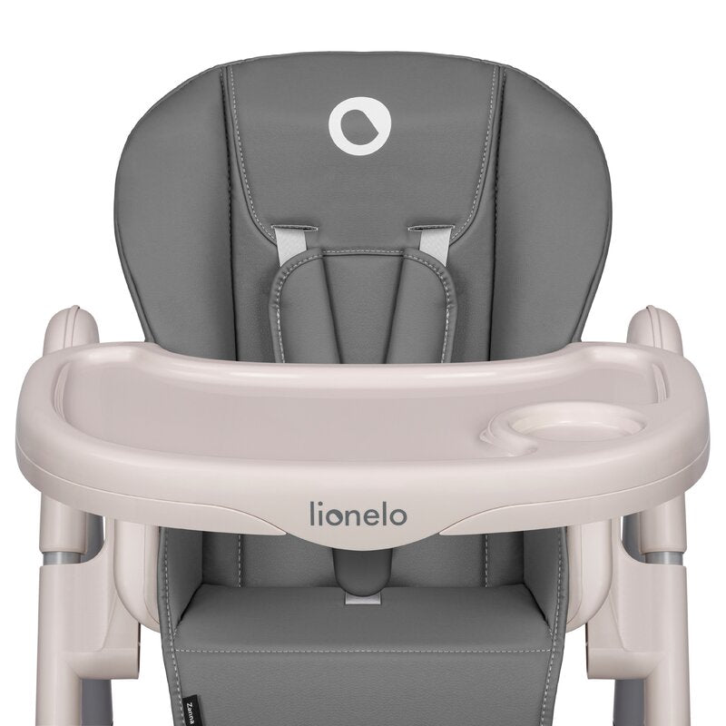 Scaun de masa, Lionelo, Zanna, Reglabil, 4 Pozitii pe inaltime, Spatar reglabil in 3 pozitii, Pliabil, din Metal, Conform cu standardul european de securitate EN14988, Gri - gogobaby.ro