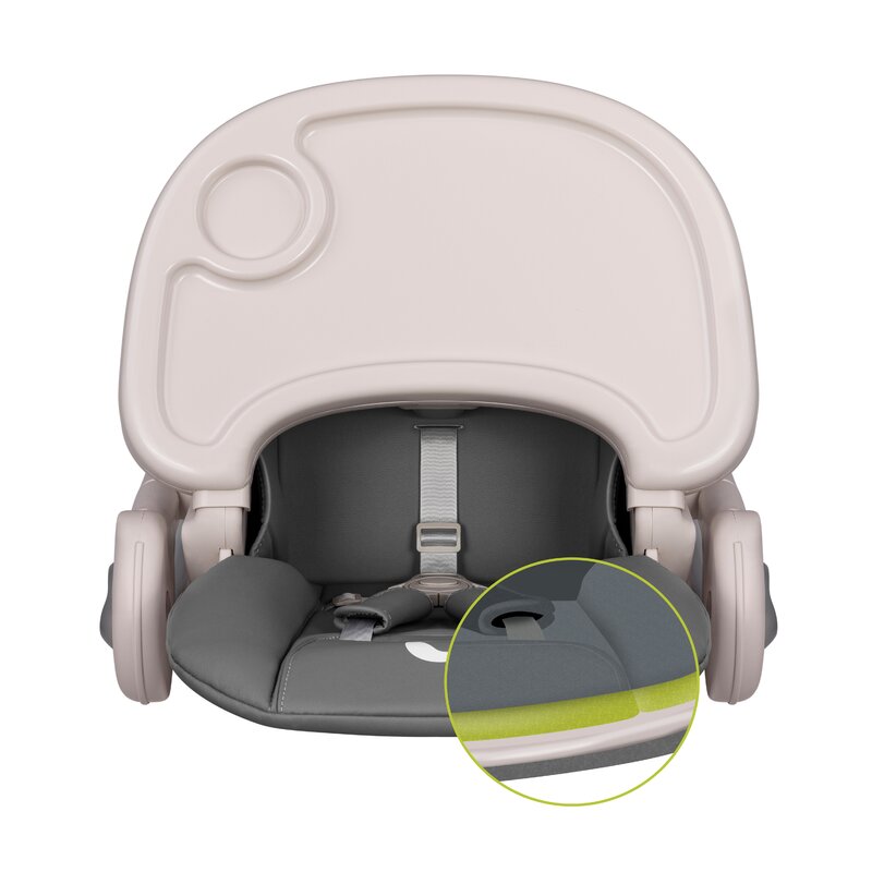 Scaun de masa, Lionelo, Zanna, Reglabil, 4 Pozitii pe inaltime, Spatar reglabil in 3 pozitii, Pliabil, din Metal, Conform cu standardul european de securitate EN14988, Gri - gogobaby.ro