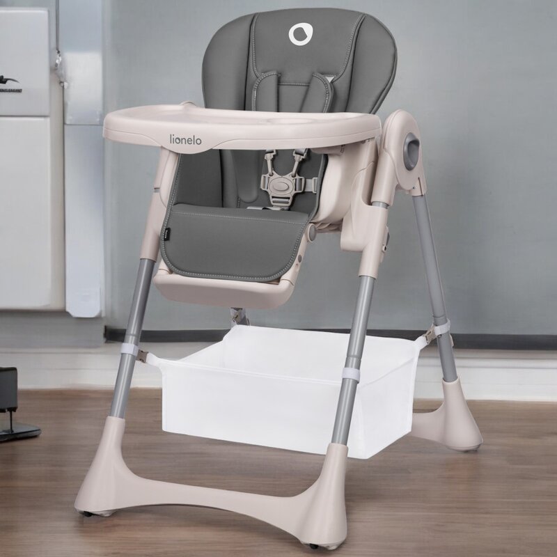 Scaun de masa, Lionelo, Zanna, Reglabil, 4 Pozitii pe inaltime, Spatar reglabil in 3 pozitii, Pliabil, din Metal, Conform cu standardul european de securitate EN14988, Gri - gogobaby.ro