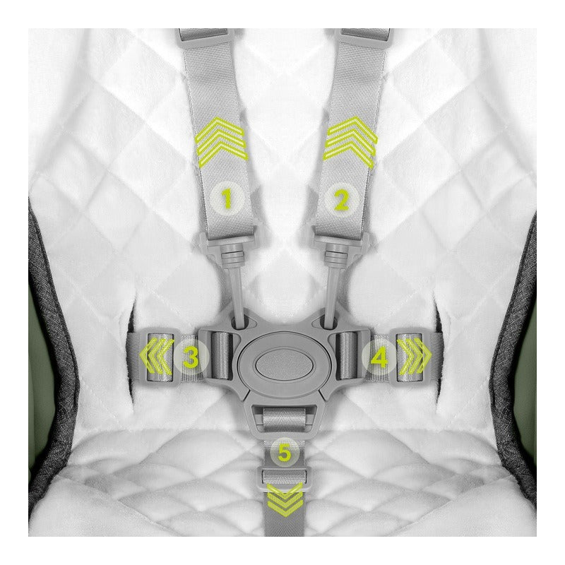 Scaun de masa si balansoar, Lionelo, Laurice, 2 in 1, Transformabil, Multifunctional, Inaltime si spatar reglabile, Cu melodii de leagan, 0 luni+, Conform cu standardele europene de securitate EN 14988, EN 16120, Verde - gogobaby.ro