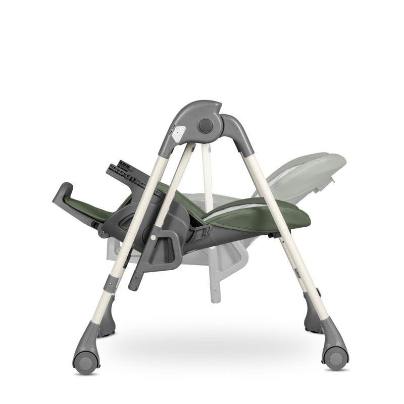 Scaun de masa si balansoar, Lionelo, Laurice, 2 in 1, Transformabil, Multifunctional, Inaltime si spatar reglabile, Cu melodii de leagan, 0 luni+, Conform cu standardele europene de securitate EN 14988, EN 16120, Verde - gogobaby.ro
