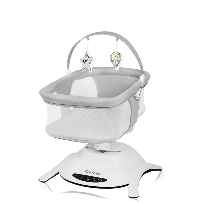 Set 2 in 1, Balansoar si landou, Lionelo, Bella, Rotative 360, Ecran tactil si telecomanda, Electric, Scaun reglabil, 6 miscari unice, 5 viteze, Cu melodii, Gri - gogobaby.ro