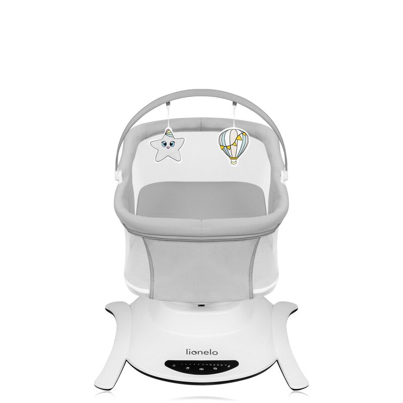 Set 2 in 1, Balansoar si landou, Lionelo, Bella, Rotative 360, Ecran tactil si telecomanda, Electric, Scaun reglabil, 6 miscari unice, 5 viteze, Cu melodii, Gri - gogobaby.ro