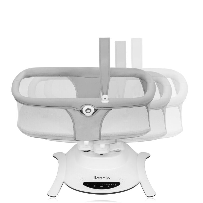 Set 2 in 1, Balansoar si landou, Lionelo, Bella, Rotative 360, Ecran tactil si telecomanda, Electric, Scaun reglabil, 6 miscari unice, 5 viteze, Cu melodii, Gri - gogobaby.ro