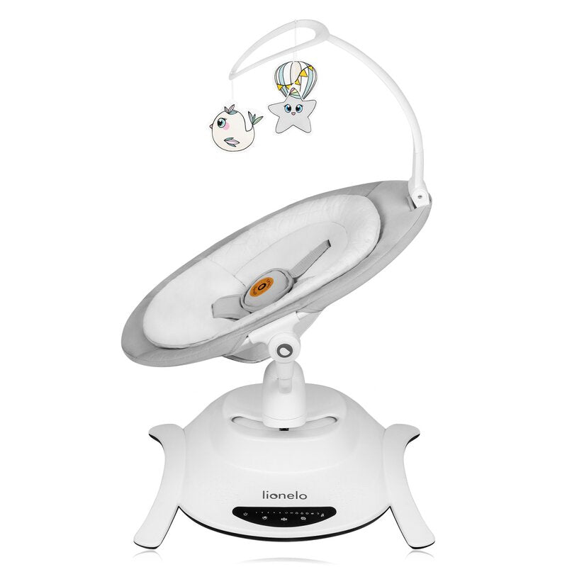 Set 2 in 1, Balansoar si landou, Lionelo, Bella, Rotative 360, Ecran tactil si telecomanda, Electric, Scaun reglabil, 6 miscari unice, 5 viteze, Cu melodii, Gri - gogobaby.ro