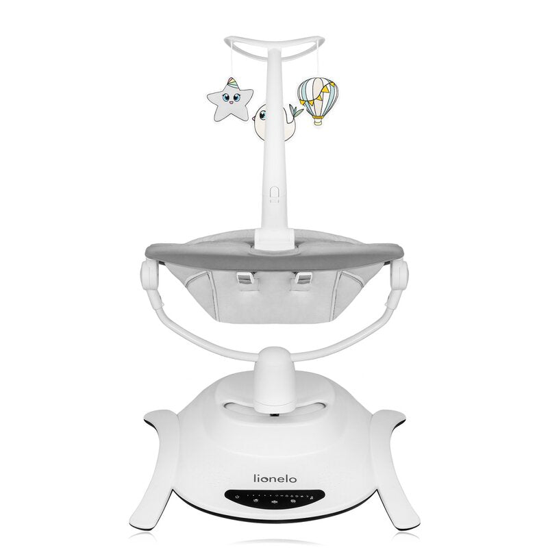 Set 2 in 1, Balansoar si landou, Lionelo, Bella, Rotative 360, Ecran tactil si telecomanda, Electric, Scaun reglabil, 6 miscari unice, 5 viteze, Cu melodii, Gri - gogobaby.ro