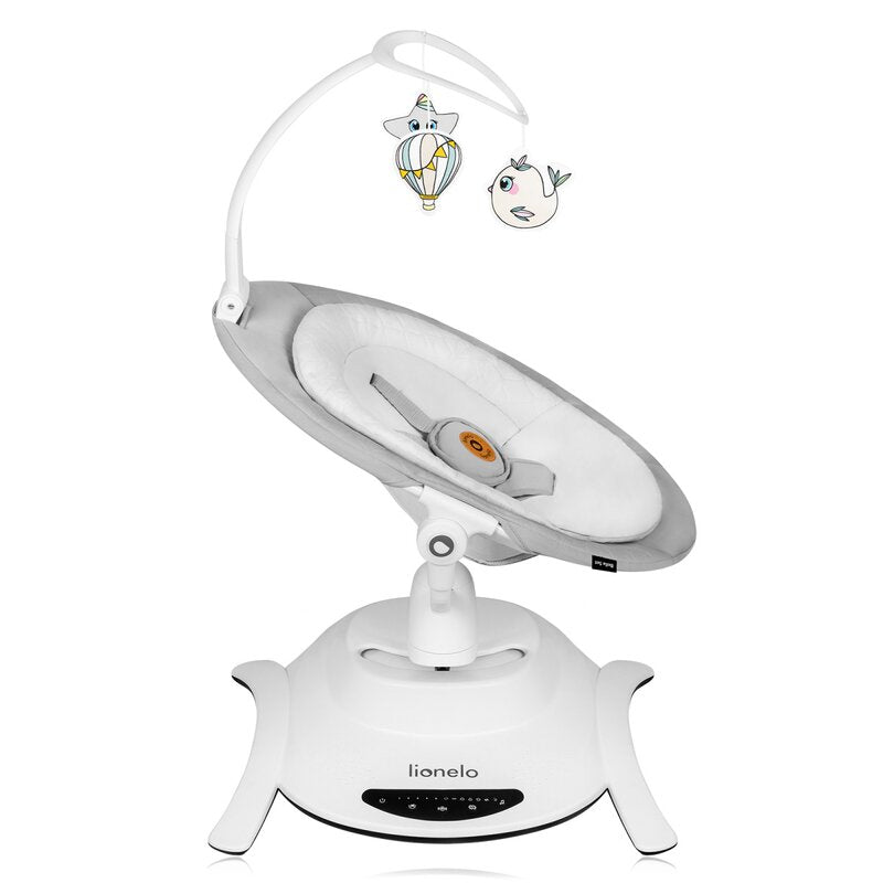 Set 2 in 1, Balansoar si landou, Lionelo, Bella, Rotative 360, Ecran tactil si telecomanda, Electric, Scaun reglabil, 6 miscari unice, 5 viteze, Cu melodii, Gri - gogobaby.ro