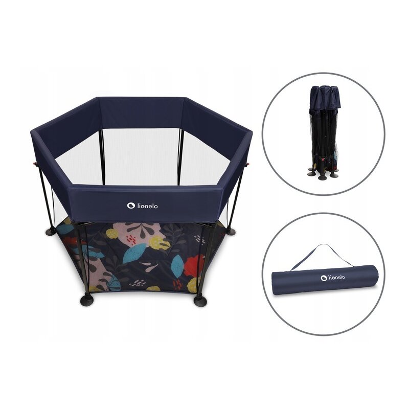 Tarc de joaca, Lionelo, Roel, Pliere ultra-compacta, Conform cu standardul europeane de securitate EN12227, Blue Navy - gogobaby.ro