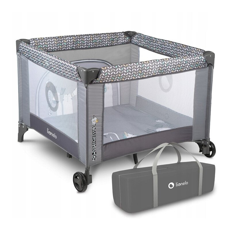 Tarc de joaca, Lionelo, Lene, Cu roti, Cu intrare laterala cu fermoar, 100 x 100 cm, Conform cu standardul europeane de securitate EN12227, Grey Scandi - gogobaby.ro