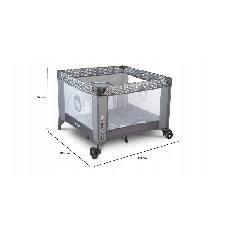 Tarc de joaca, Lionelo, Lene, Cu roti, Cu intrare laterala cu fermoar, 100 x 100 cm, Conform cu standardul europeane de securitate EN12227, Grey Scandi - gogobaby.ro