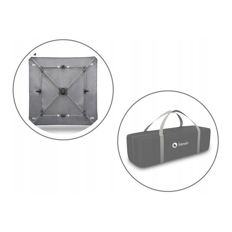 Tarc de joaca, Lionelo, Lene, Cu roti, Cu intrare laterala cu fermoar, 100 x 100 cm, Conform cu standardul europeane de securitate EN12227, Grey Scandi - gogobaby.ro