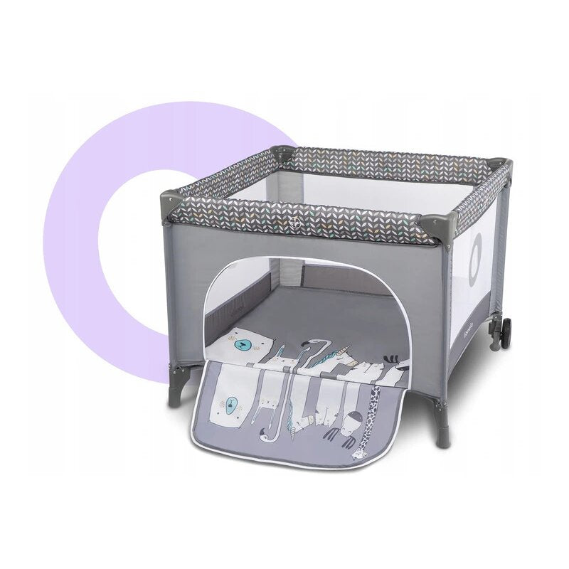 Tarc de joaca, Lionelo, Lene, Cu roti, Cu intrare laterala cu fermoar, 100 x 100 cm, Conform cu standardul europeane de securitate EN12227, Grey Scandi - gogobaby.ro