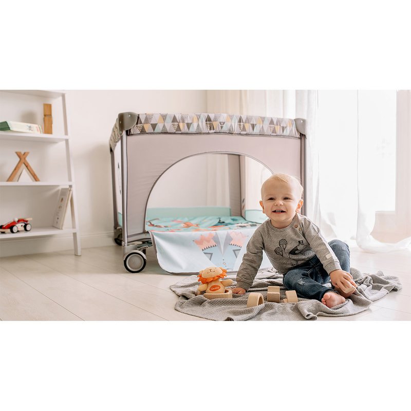 Tarc de joaca, Lionelo, Lene, Cu roti, Cu intrare laterala cu fermoar, 100 x 100 cm, Conform cu standardul europeane de securitate EN12227, Grey Scandi - gogobaby.ro