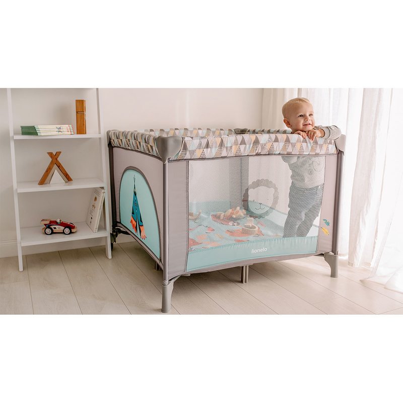 Tarc de joaca, Lionelo, Lene, Cu roti, Cu intrare laterala cu fermoar, 100 x 100 cm, Conform cu standardul europeane de securitate EN12227, Grey Scandi - gogobaby.ro