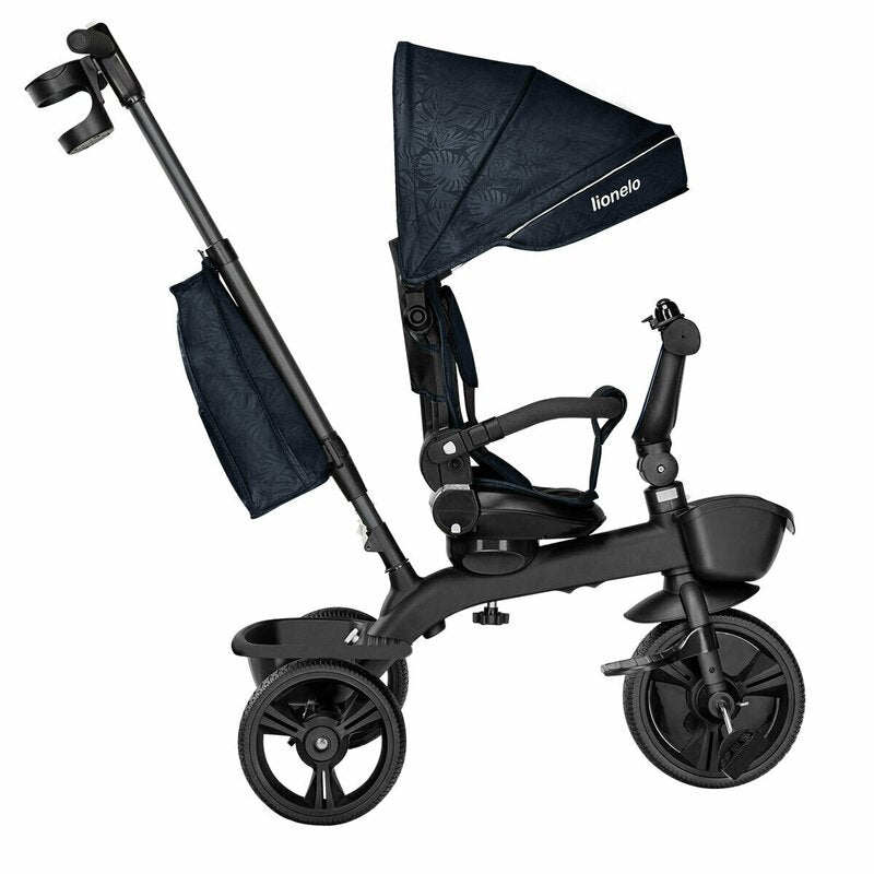 Tricicleta copii, Lionelo, Kori, Ultrapliabila, Multifunctionala, Cu suport de picioare, Control al directiei, Scaun reversibil, Rotire 360 grade, Conform cu standardul european de securitate EN71, Blue Navy - gogobaby.ro