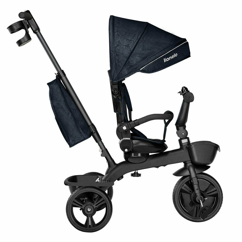 Tricicleta copii, Lionelo, Kori, Ultrapliabila, Multifunctionala, Cu suport de picioare, Control al directiei, Scaun reversibil, Rotire 360 grade, Conform cu standardul european de securitate EN71, Blue Navy - gogobaby.ro