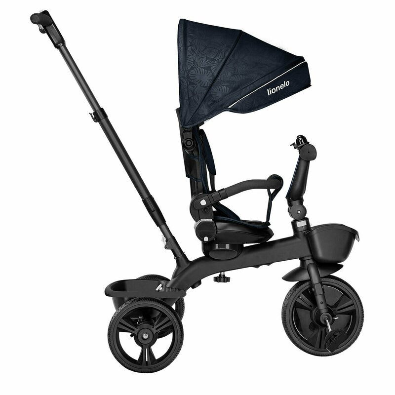 Tricicleta copii, Lionelo, Kori, Ultrapliabila, Multifunctionala, Cu suport de picioare, Control al directiei, Scaun reversibil, Rotire 360 grade, Conform cu standardul european de securitate EN71, Blue Navy - gogobaby.ro