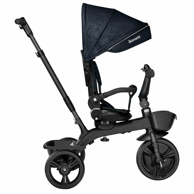 Tricicleta copii, Lionelo, Kori, Ultrapliabila, Multifunctionala, Cu suport de picioare, Control al directiei, Scaun reversibil, Rotire 360 grade, Conform cu standardul european de securitate EN71, Blue Navy - gogobaby.ro
