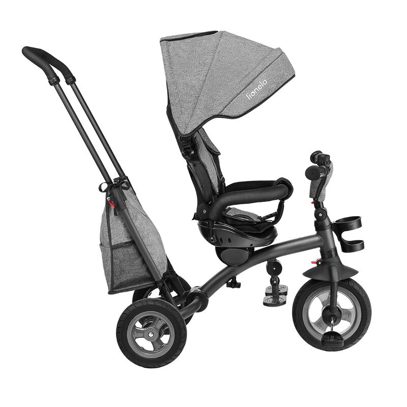 Tricicleta copii, Lionelo, Tris, Ultrapliabila, Multifunctionala, Mecanism de pedalare libera, Suport picioare, Control al directiei, Scaun reversibil, Rotire 360 grade, Conform cu standardul europeane de securitate EN71, Gri