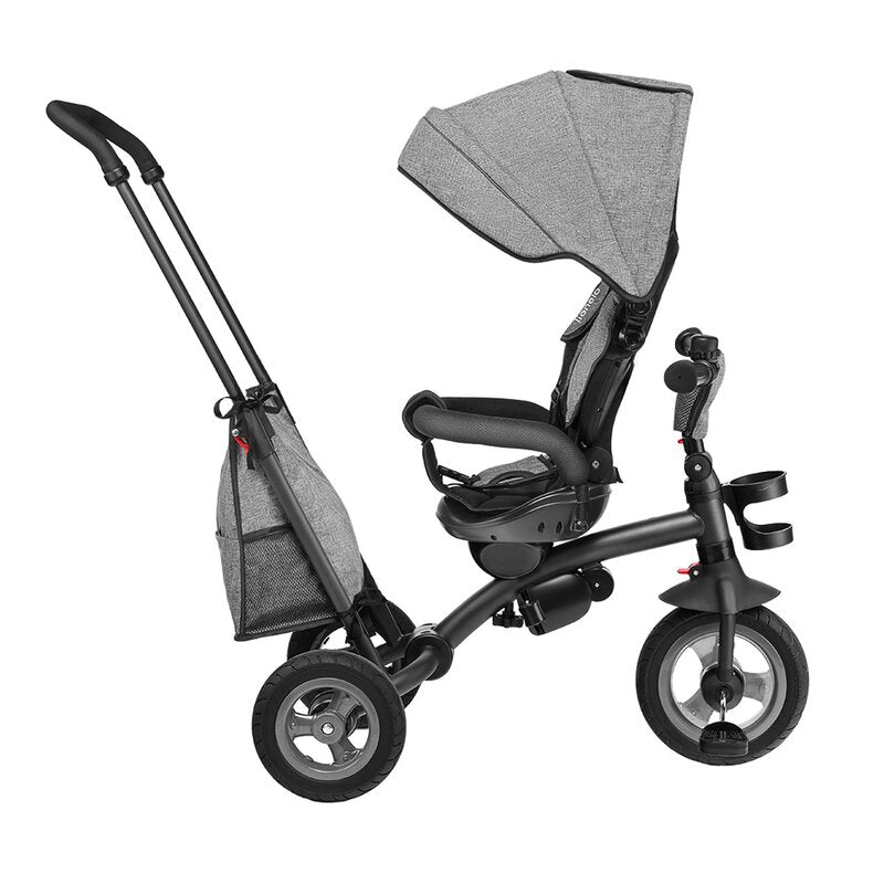 Tricicleta copii, Lionelo, Tris, Ultrapliabila, Multifunctionala, Mecanism de pedalare libera, Suport picioare, Control al directiei, Scaun reversibil, Rotire 360 grade, Conform cu standardul europeane de securitate EN71, Gri