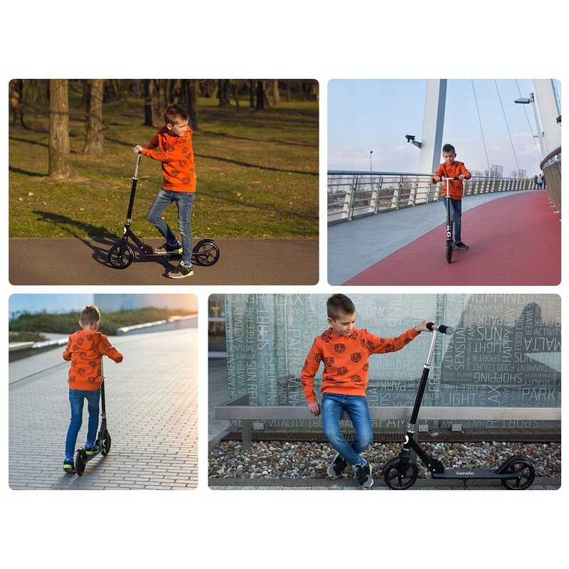 Trotineta, Lionelo, Luca, Copii/Adulti, Ultrapliabila, Pana la 100 Kg, Conform cu standardul european de securitate EN14619, Negru - gogobaby.ro