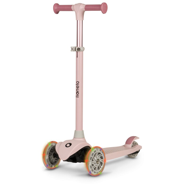 Trotineta, Lionelo, Jessy, Ultrapliabila, Pana la 50 Kg, Cu design ergonomic, Cu lumini LED, 56 x 26 x 67-82 cm, 3 ani+, Roz - gogobaby.ro