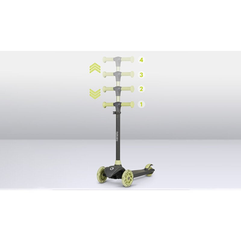 Trotineta, Lionelo, Jessy, Ultrapliabila, Pana la 50 Kg, Cu design ergonomic, Cu lumini LED, 56 x 26 x 67-82 cm, 3 ani+, Verde