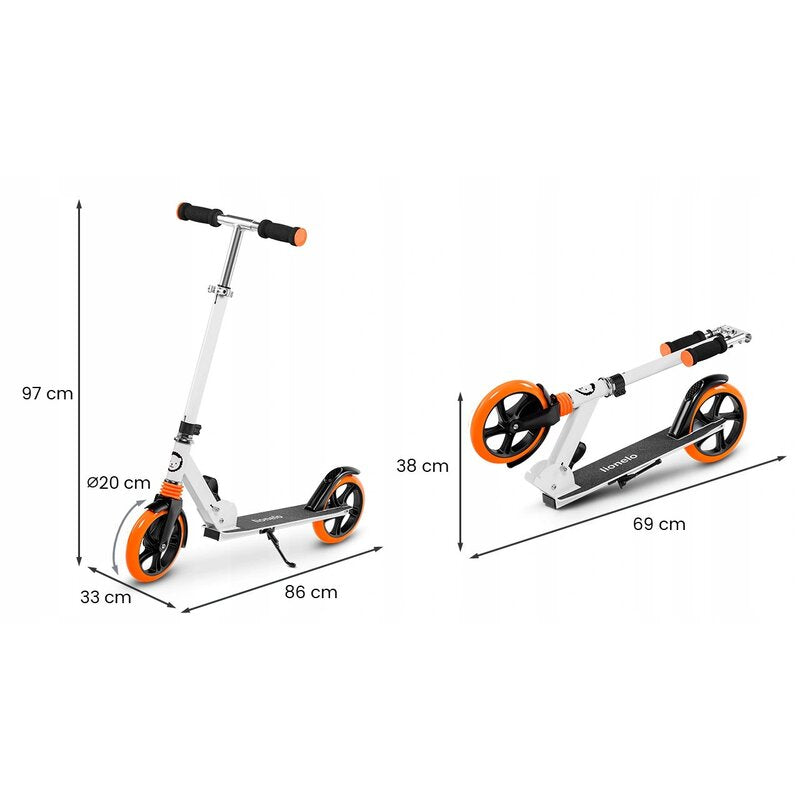 Trotineta, Lionelo, Luca, Pentru copii sau adulti, Ultrapliabila, Pana la 100 Kg, Conform cu standardul european de securitate EN14619, Portocaliu - gogobaby.ro