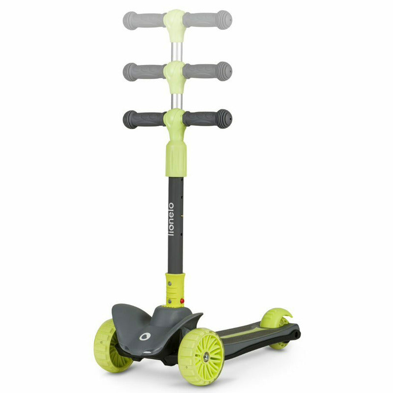 Trotineta, Lionelo, Timy, Copii, Ultrapliabila, Pana la 50 Kg, Cu design ergonomic, Cu lumini LED, 26 5 x 60 x 64-76 cm, 3 ani+, Verde - gogobaby.ro