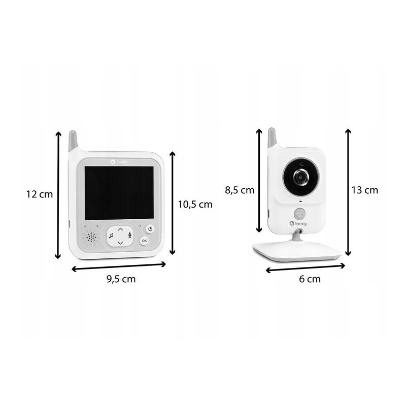 Videofon, Lionelo, Babyline 7.1, Cu melodii, Cu lampa inclusa, Pana la 40 h fara incarcare, Ecran 3.2 inch, Alb - gogobaby.ro