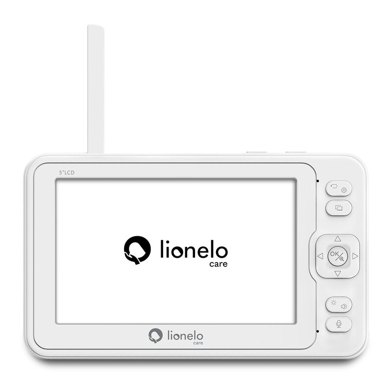 Videofon, Lionelo, Babyline 8.3, Cu termometru, Cu melodii, Comunicare in 2 sensuri, Rotire 360 grade, Alb - gogobaby.ro