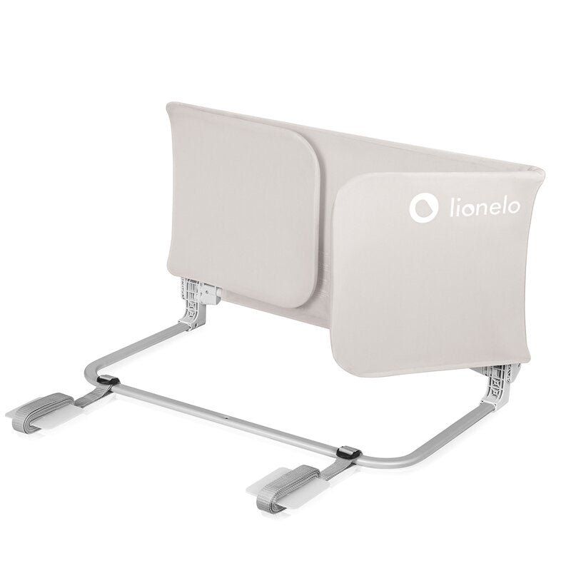 Bariera de protectie pentru pat, Lionelo, Lora XL, Pliabila, Sistem de blocare StandSafe, Geanta de transport inclusa, 150x46 cm, Conform cu BS 7972:2001+A1:2009, Bej - gogobaby.ro