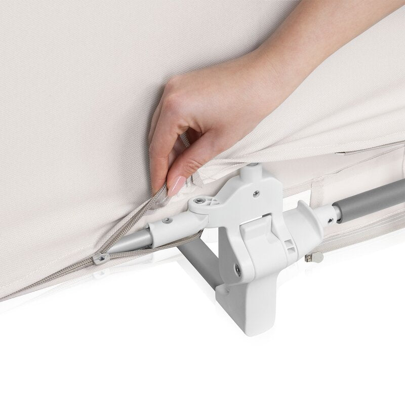 Bariera de protectie pentru pat, Lionelo, Lora XL, Pliabila, Sistem de blocare StandSafe, Geanta de transport inclusa, 150x46 cm, Conform cu BS 7972:2001+A1:2009, Bej - gogobaby.ro