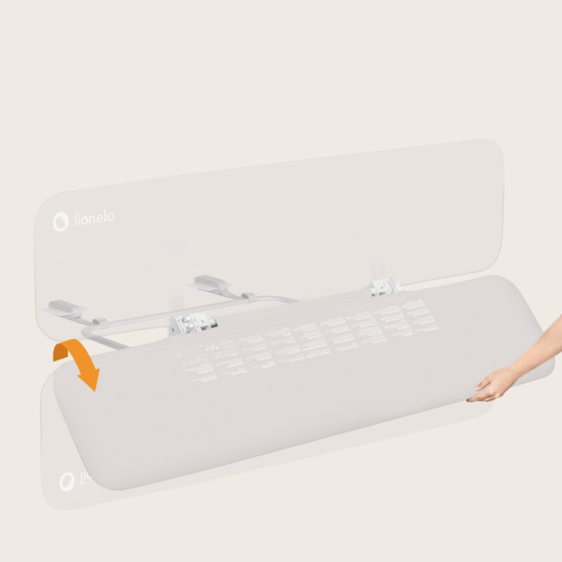 Bariera de protectie pentru pat, Lionelo, Lora XL, Pliabila, Sistem de blocare StandSafe, Geanta de transport inclusa, 150x46 cm, Conform cu BS 7972:2001+A1:2009, Bej - gogobaby.ro