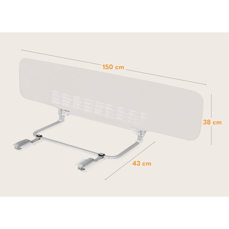 Bariera de protectie pentru pat, Lionelo, Lora XL, Pliabila, Sistem de blocare StandSafe, Geanta de transport inclusa, 150x46 cm, Conform cu BS 7972:2001+A1:2009, Bej - gogobaby.ro
