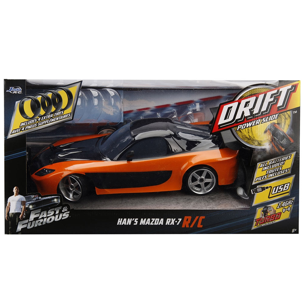 Masina Jada Toys Fast and Furious Mazda RX-7 Drift cu anvelope si telecomanda - gogobaby.ro