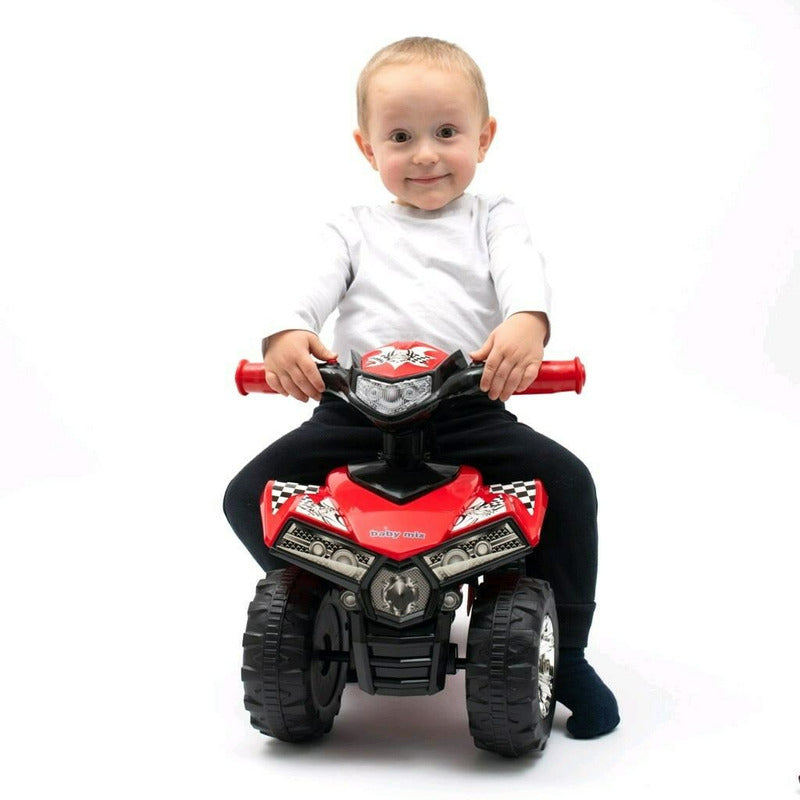 ATV copii, Baby Mix, Masinuta, Cu lumini si muzica, Fara pedale, 60 x 38 x 42 cm, Red - gogobaby.ro
