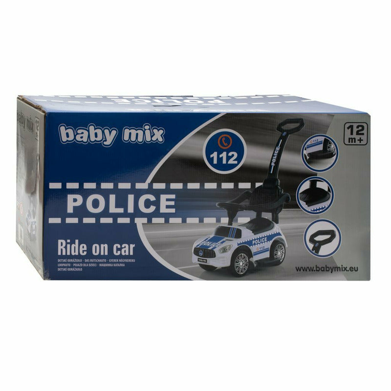 Masinuta de impins, Baby Mix, Police, Cu maner de impins detasabil, Cu protectii laterale, Cu melodii si claxon, Cu suport jucarii sub sezut - gogobaby.ro