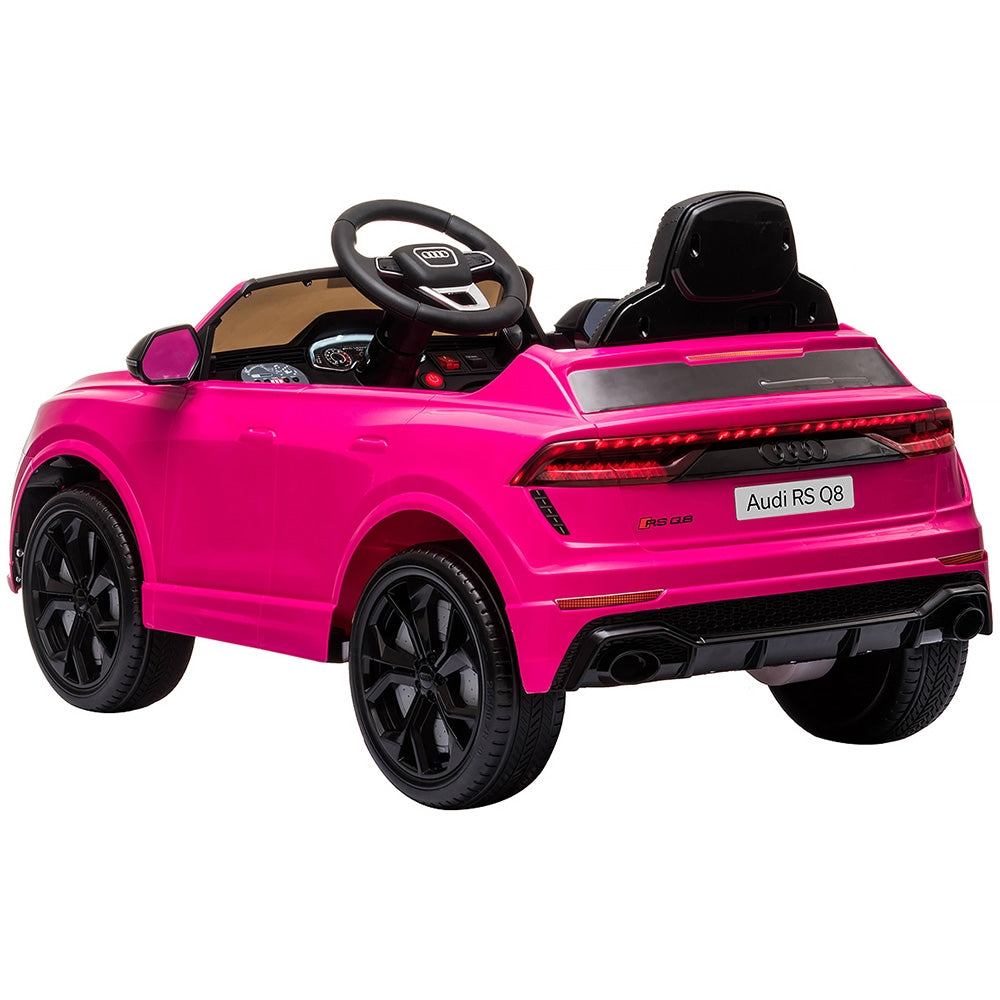 Masinuta electrica Chipolino Audi RS Q8 cu scaun din piele si roti EVA pink - gogobaby.ro