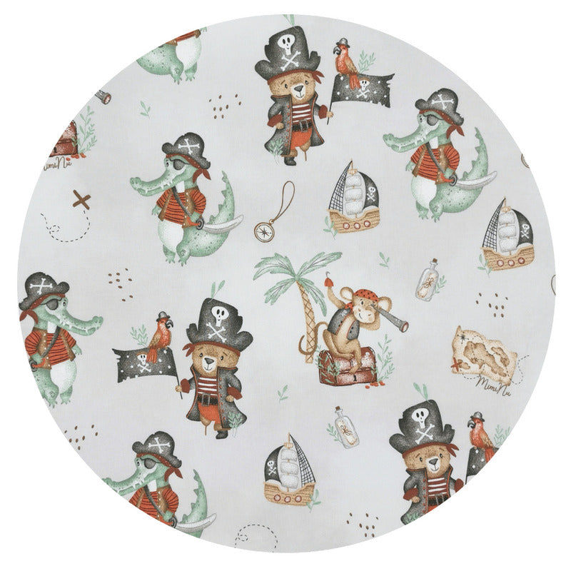 Paturica moale, MimiNu, Cu doua fete, Dimensiune 75x100 cm, Din bumbac certificat Oeko Tex Standard 100, Design, Pirates Natural - gogobaby.ro