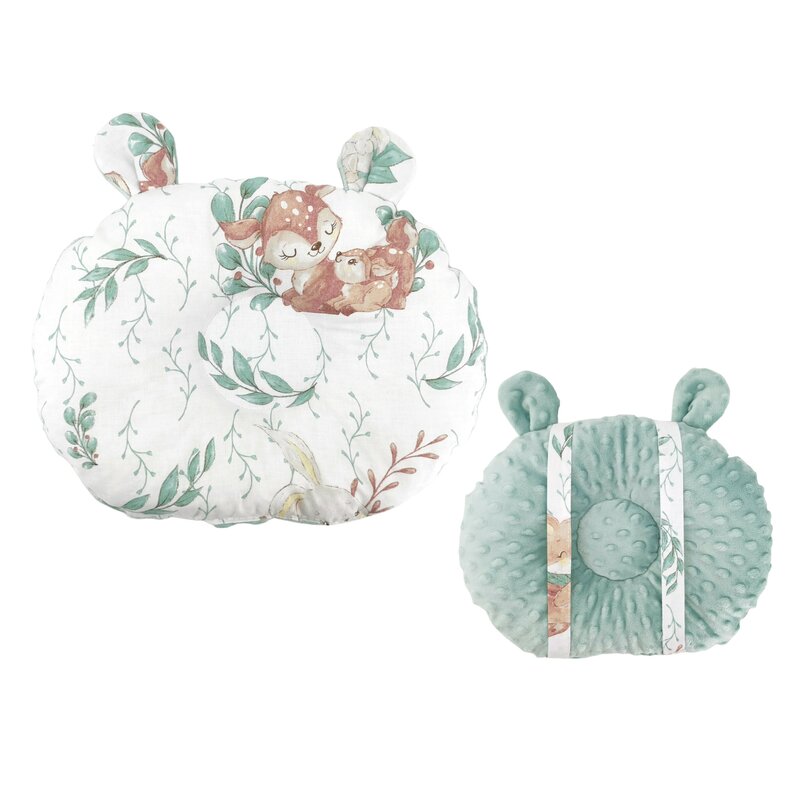 Perna bebelusi, MimiNu, Ursulet, Multifunctionala, Cu doua fete, Tesatura pufoasa minky si bumbac, Materiale certificate Oeko Tex Standard 100, Minky Cold Mint/ Lulu Natural - gogobaby.ro