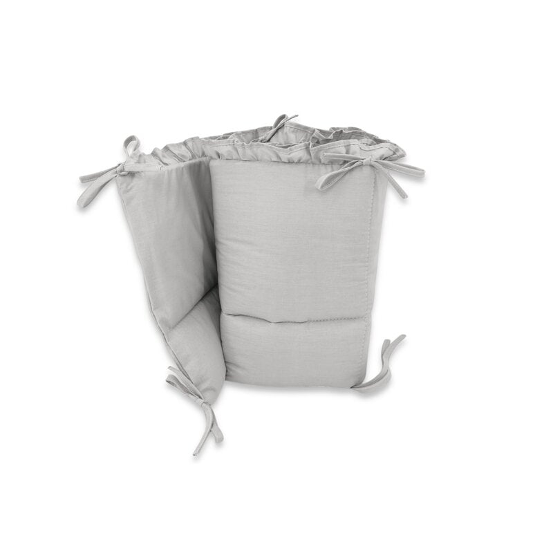 Lenjerie patut cu 5 piese, MimiNu, Pentru patut 120x60 cm, Cu volanase, Cu pilota si perna, Din bumbac certificat Oeko Tex Standard 100, Colectia Royal, Grey - gogobaby.ro