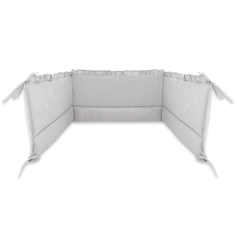 Lenjerie patut cu 5 piese, MimiNu, Pentru patut 120x60 cm, Cu volanase, Cu pilota si perna, Din bumbac certificat Oeko Tex Standard 100, Colectia Royal, Grey - gogobaby.ro