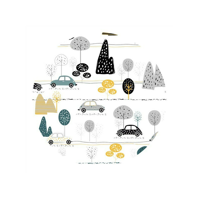Lenjerie patut cu 6 piese, MimiNu, Pentru patut 120x60 cm, Cu pilota si perna, Cu doua aparatori laterale, Din bumbac certificat Oeko Tex Standard 100, Childrens Journey Grey