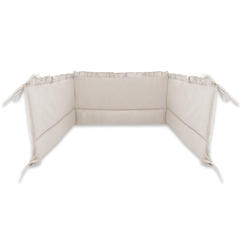 Lenjerie patut cu 6 piese, MimiNu, Pentru patut 120x60 cm, Cu volanase, Cu pilota si perna, Cu doua aparatori laterale, Din bumbac certificat Oeko Tex Standard 100, Colectia Royal, Beige - gogobaby.ro