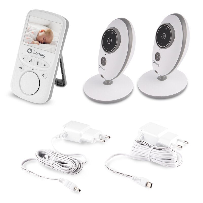 Video monitor, Lionelo, Babyline 5.1, Wireless, Cu 8 cantece de leagan, Cu doua camere independente, Mod nocturn, Utilizare 24 h fara incarcare, Alb - gogobaby.ro