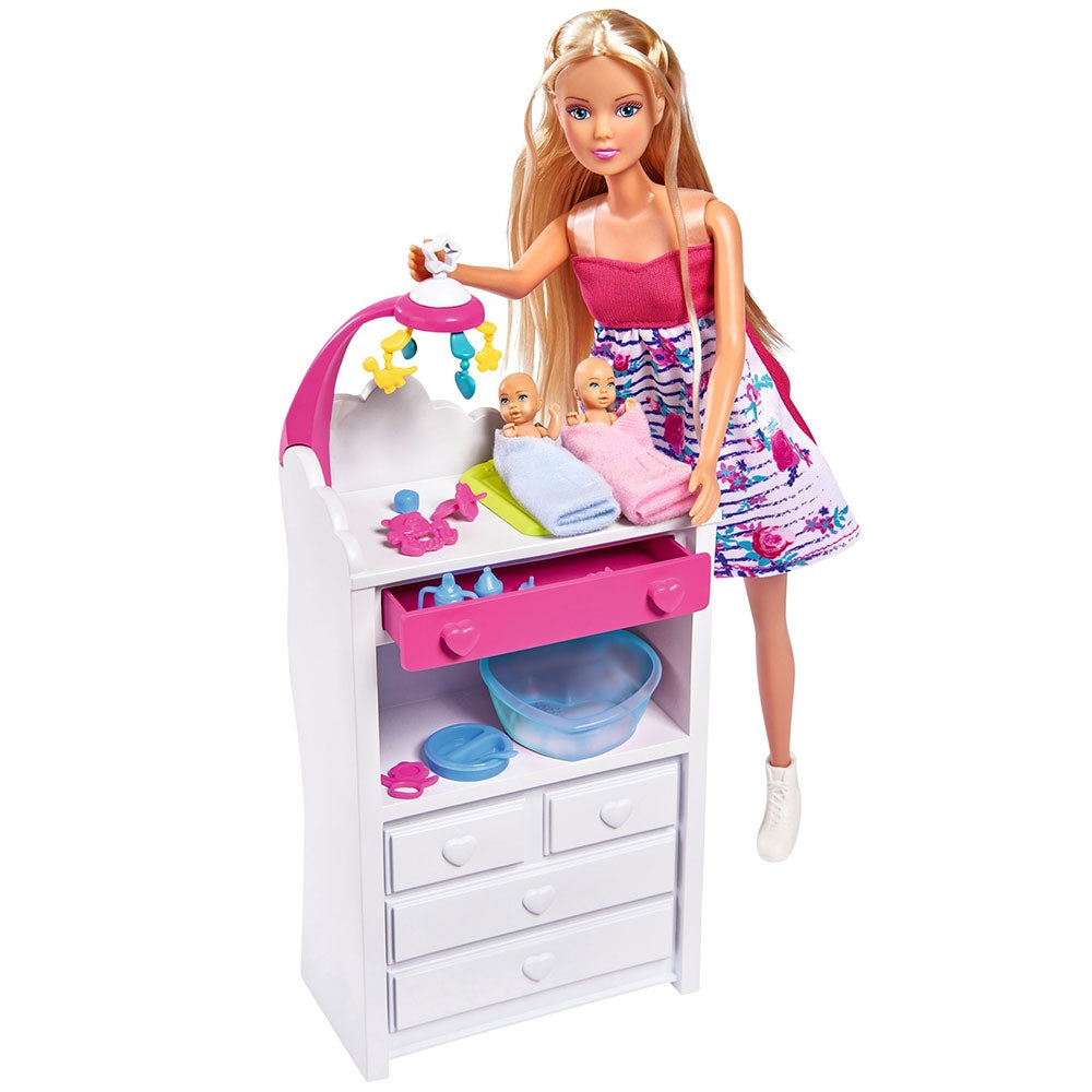 Papusa Simba Steffi Love Welcome Twins 29 cm cu accesorii - gogobaby.ro